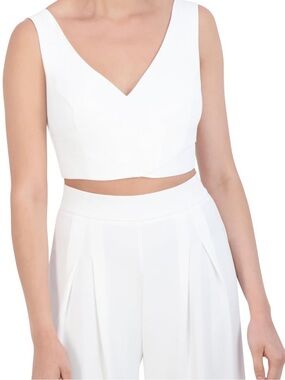 NWOT BCBG V-Neck White Cropped Tank Top